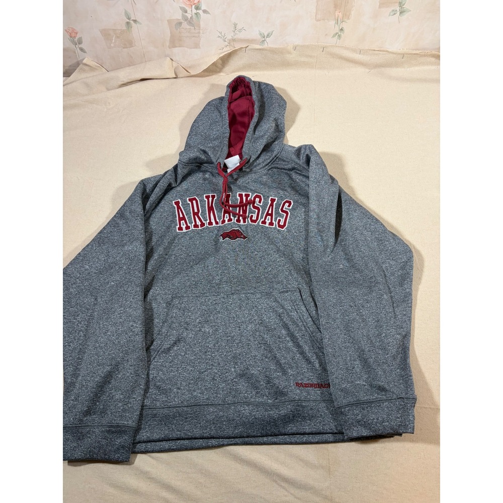 Knights Apparel Arkansas Razorbacks Hoodie Mens Large‎ Grey Maroon Embroidered